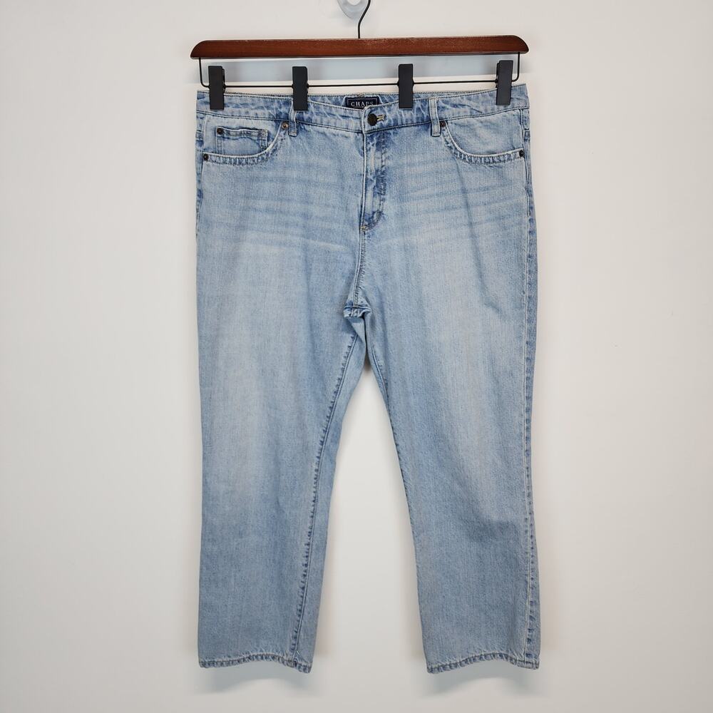 Chaps Womens Light Wash Baggy Jeans Size 16 38" Straight Leg High Waist Relaxed